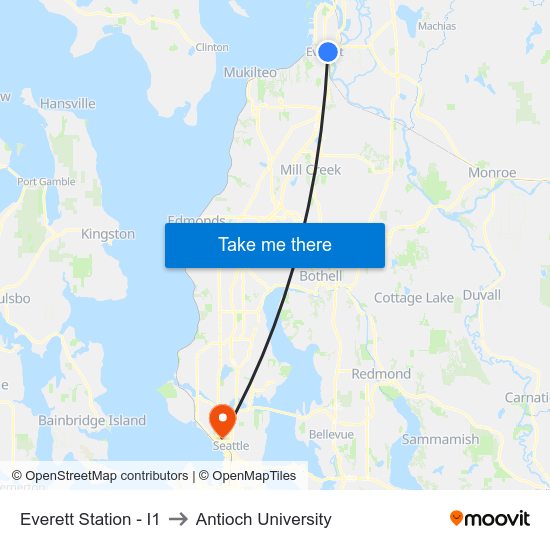 Everett Station - I1 to Antioch University map