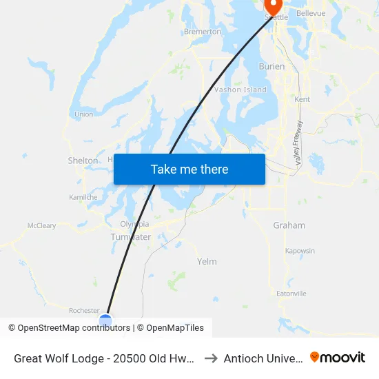 Great Wolf Lodge - 20500 Old Hwy 99 Sw. to Antioch University map