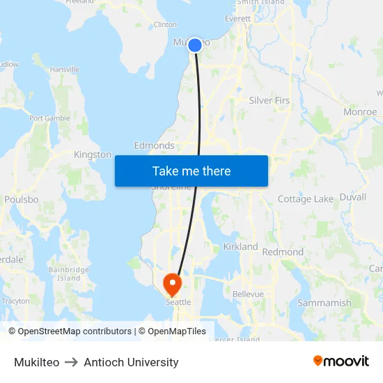 Mukilteo to Antioch University map