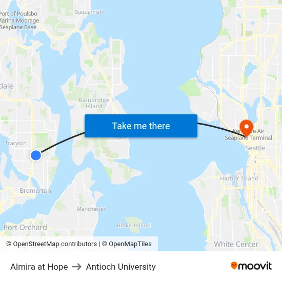 Almira at Hope to Antioch University map