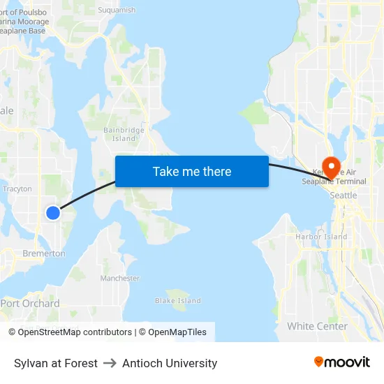 Sylvan at Forest to Antioch University map