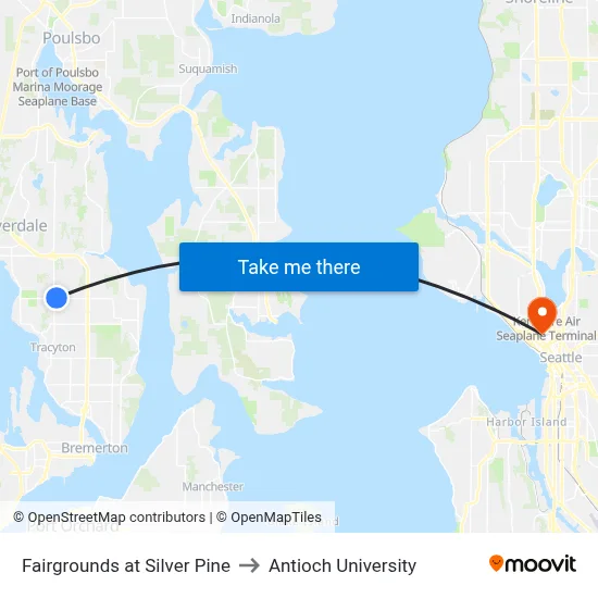 Fairgrounds at Silver Pine to Antioch University map