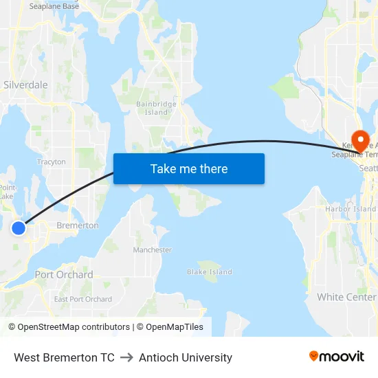 West Bremerton TC to Antioch University map