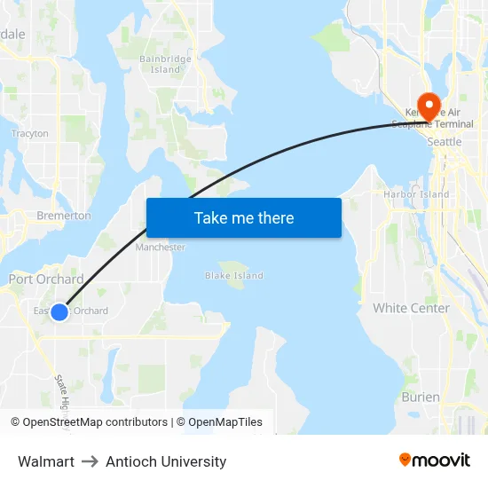 Walmart to Antioch University map