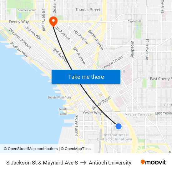 S Jackson St & Maynard Ave S to Antioch University map