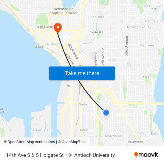 14th Ave S & S Holgate St to Antioch University map