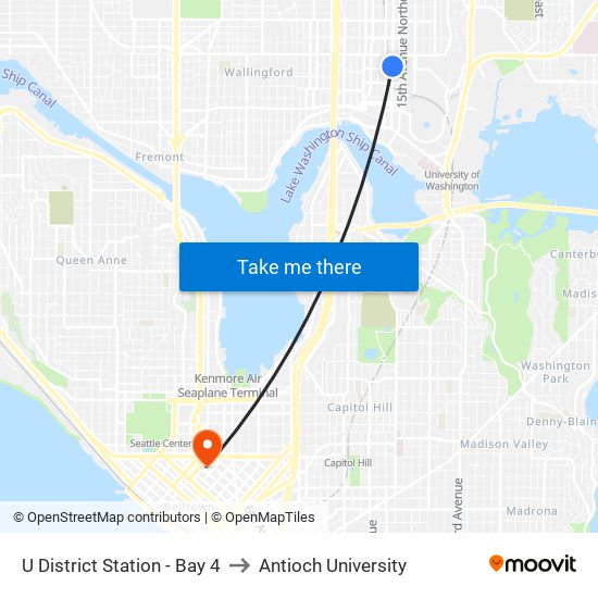 U District Station - Bay 4 to Antioch University map