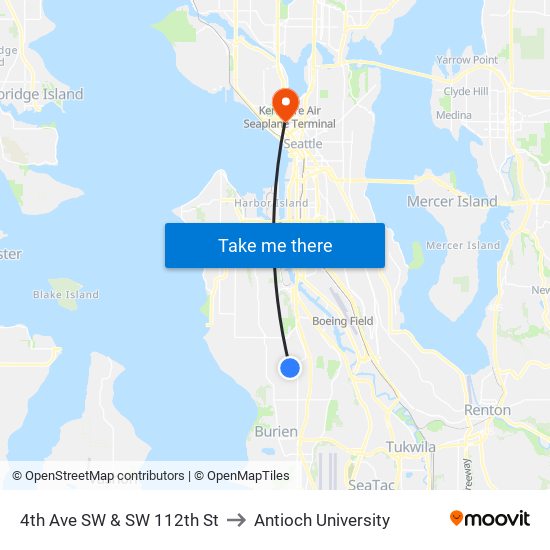 4th Ave SW & SW 112th St to Antioch University map