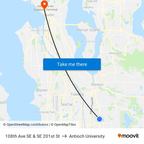 108th Ave SE & SE 201st St to Antioch University map