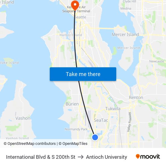 International Blvd & S 200th St to Antioch University map