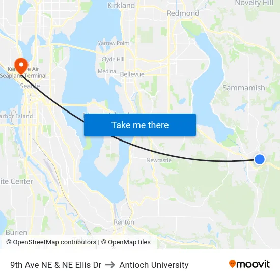 9th Ave NE & NE Ellis Dr to Antioch University map