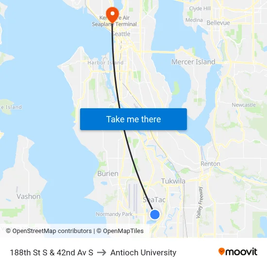 188th St S & 42nd Av S to Antioch University map
