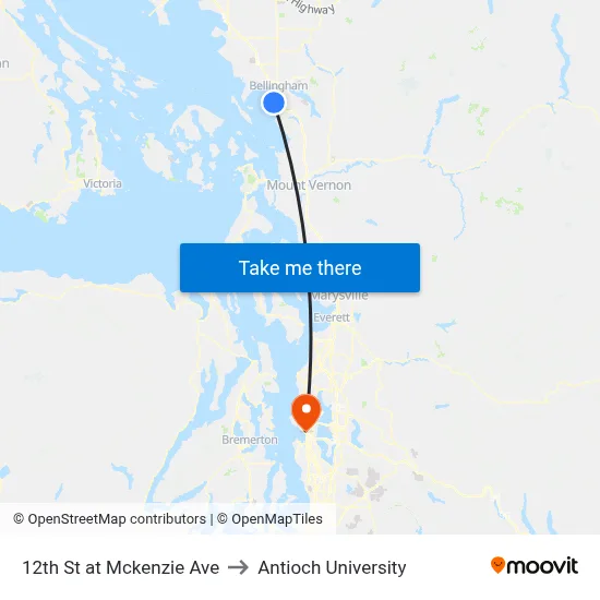 12th St at Mckenzie Ave to Antioch University map