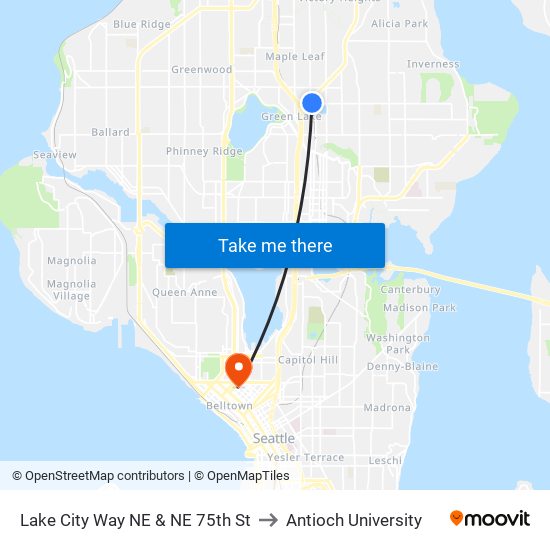 Lake City Way NE & NE 75th St to Antioch University map