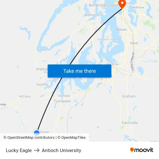 Lucky Eagle to Antioch University map