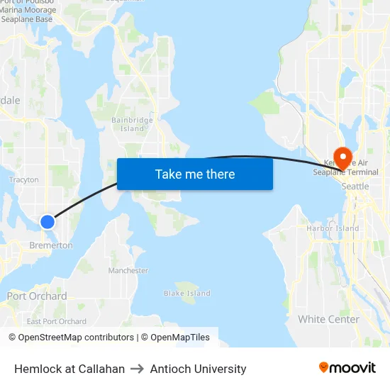 Hemlock at Callahan to Antioch University map
