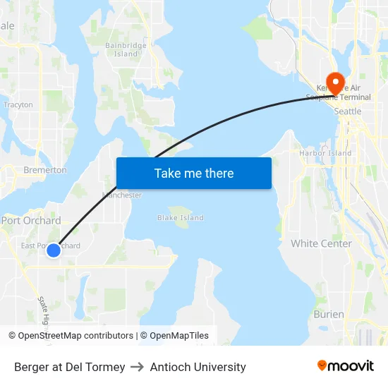 Berger at Del Tormey to Antioch University map