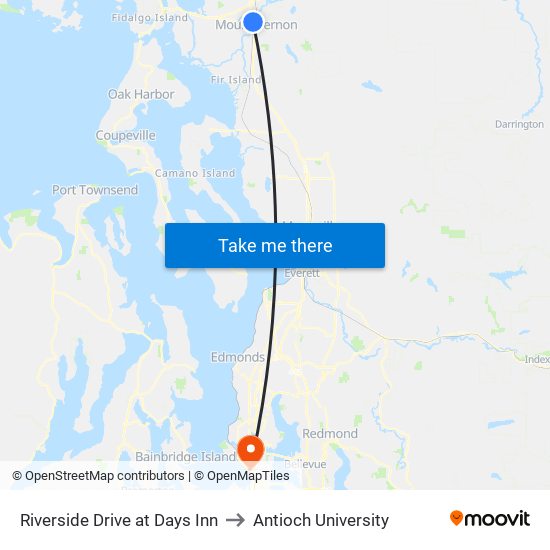 Riverside Drive at Days Inn to Antioch University map