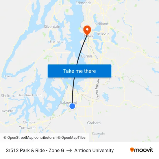 Sr512 Park & Ride -  Zone G to Antioch University map