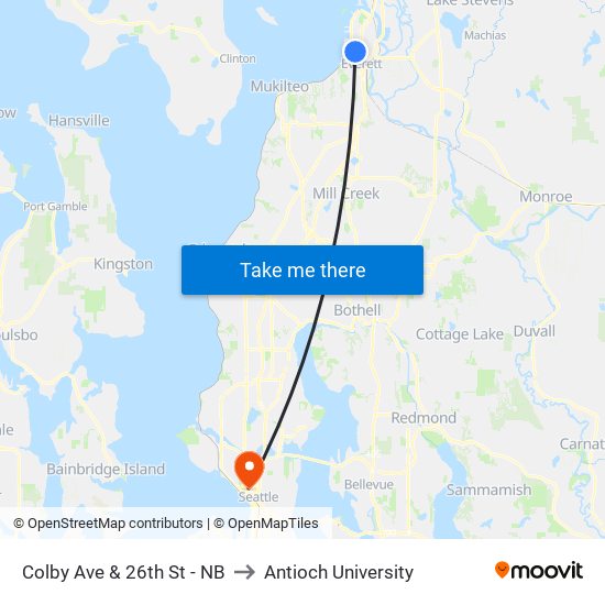 Colby Ave & 26th St - NB to Antioch University map