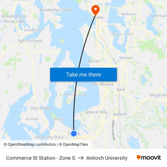 Commerce St Station - Zone G to Antioch University map