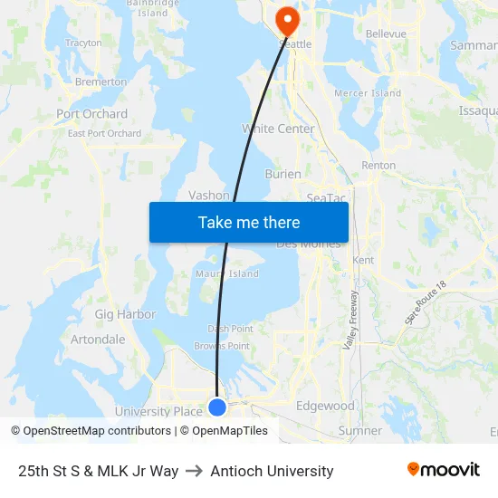 25th St S & MLK Jr Way to Antioch University map