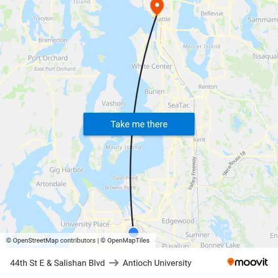 44th St E & Salishan Blvd to Antioch University map