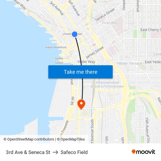 3rd Ave & Seneca St to Safeco Field map