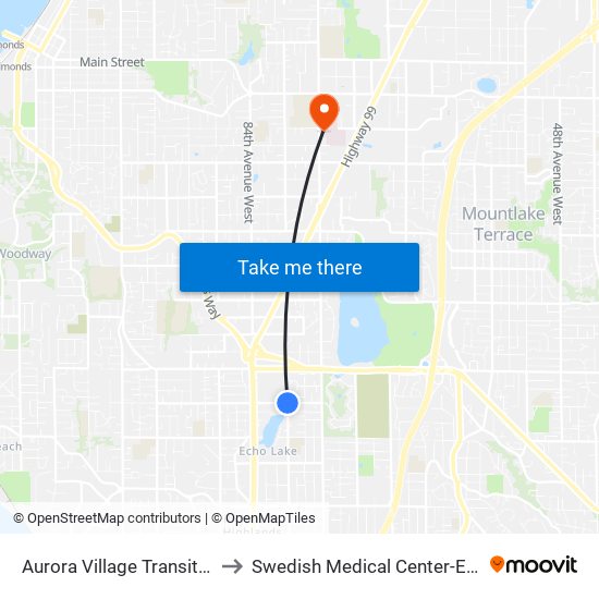 Aurora Village Transit Center to Swedish Medical Center-Edmonds map