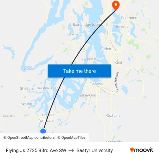 Flying Js 2725 93rd Ave SW to Bastyr University map