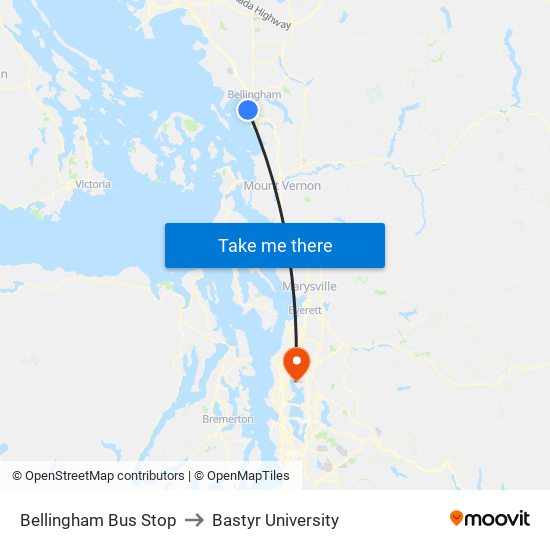 Bellingham Bus Stop to Bastyr University map