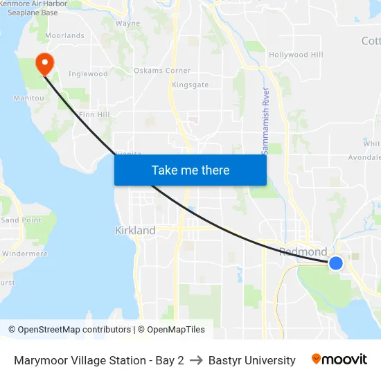 Marymoor Village Station - Bay 2 to Bastyr University map