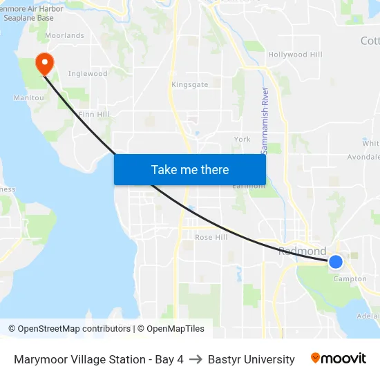 Marymoor Village Station - Bay 4 to Bastyr University map