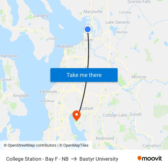 College Station - Bay F - NB to Bastyr University map