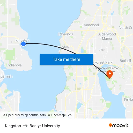 Kingston to Bastyr University map