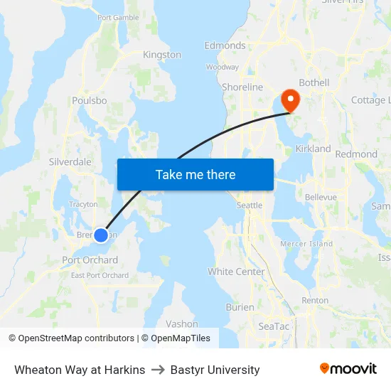 Wheaton Way at Harkins to Bastyr University map