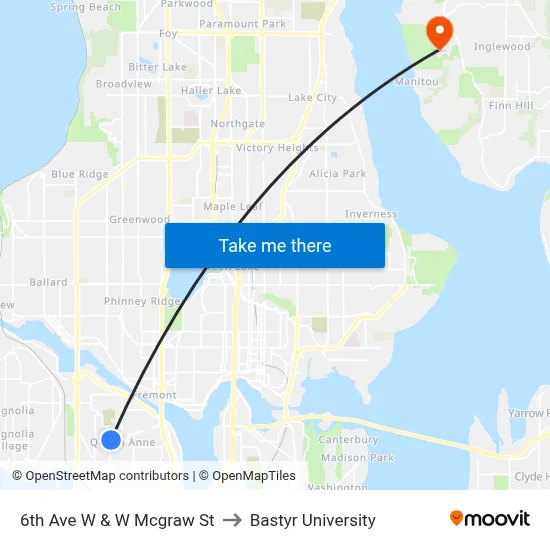 6th Ave W & W Mcgraw St to Bastyr University map