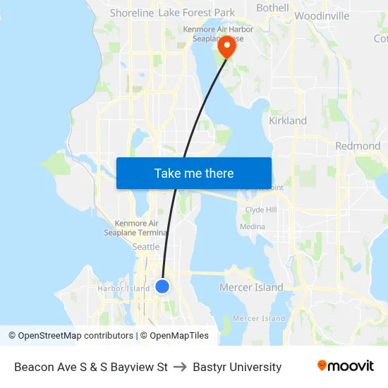 Beacon Ave S & S Bayview St to Bastyr University map