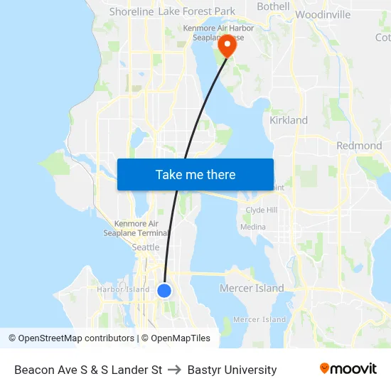 Beacon Ave S & S Lander St to Bastyr University map