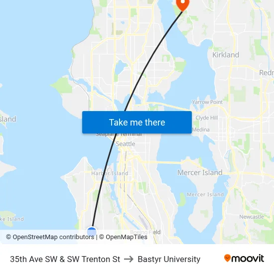 35th Ave SW & SW Trenton St to Bastyr University map