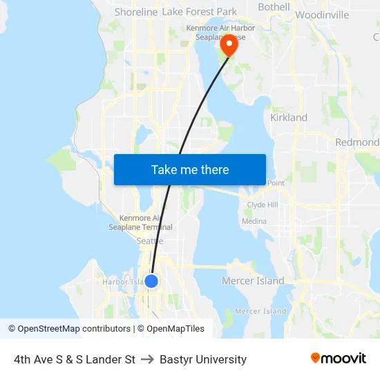 4th Ave S & S Lander St to Bastyr University map