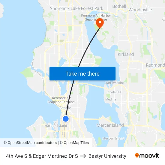 4th Ave S & Edgar Martinez Dr S to Bastyr University map