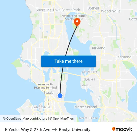 E Yesler Way & 27th Ave to Bastyr University map