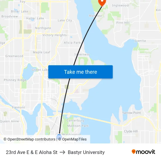 23rd Ave E & E Aloha St to Bastyr University map