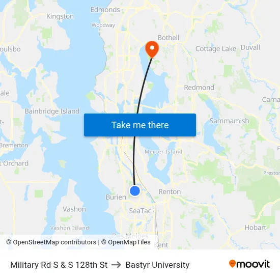 Military Rd S & S 128th St to Bastyr University map