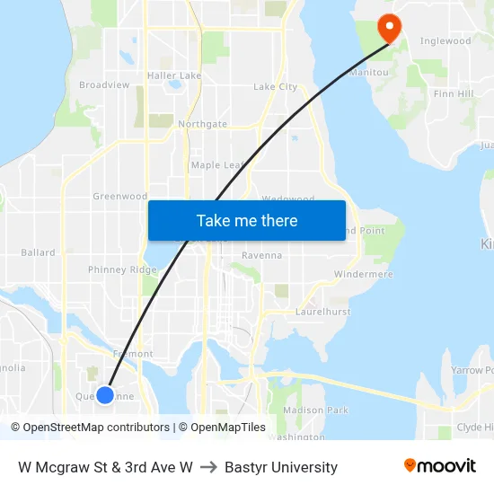 W Mcgraw St & 3rd Ave W to Bastyr University map