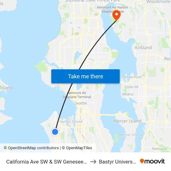 California Ave SW & SW Genesee St to Bastyr University map