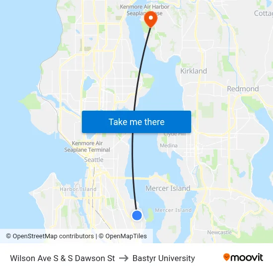 Wilson Ave S & S Dawson St to Bastyr University map