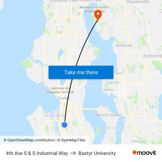 4th Ave S & S Industrial Way to Bastyr University map