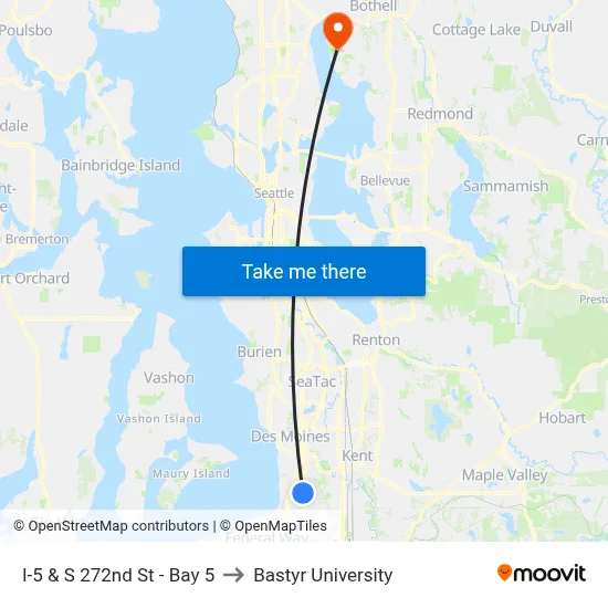 I-5 & S 272nd St - Bay 5 to Bastyr University map
